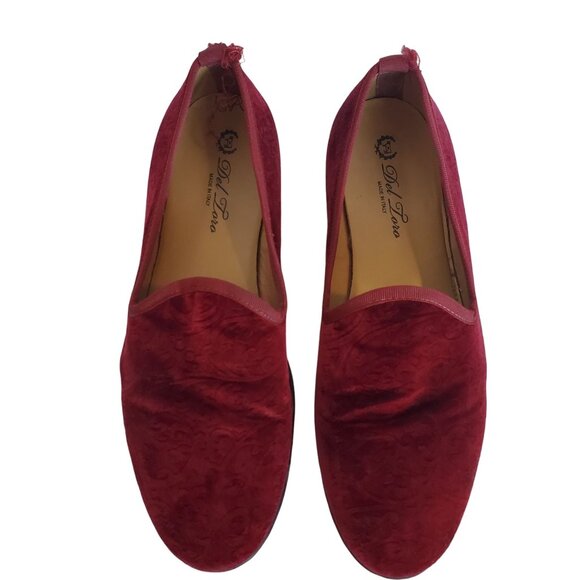 Del Toro Merlot Red Velvet Loafer Slippers Men\'s 8 main image 5